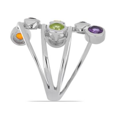 BUY STERLING SILVER NATURAL CHAKRA STONES RING 